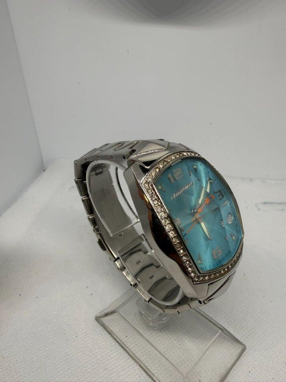 Chronotech Prisma 7504LS/01M Women Crystal Tonneau Blue Sunray Dial Quartz Watch - Picture 8 of 13